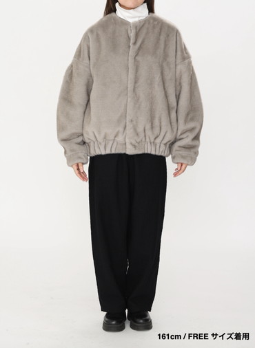 タックスリーブファーブルゾン / Tucked Sleeve Fur Blouson 詳細画像 Light Gray 8