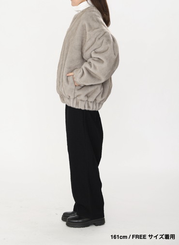 タックスリーブファーブルゾン / Tucked Sleeve Fur Blouson 詳細画像 Light Gray 9