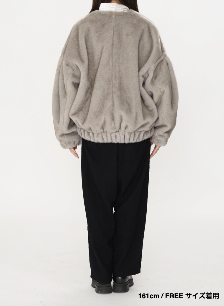 タックスリーブファーブルゾン / Tucked Sleeve Fur Blouson 詳細画像 Light Gray 10