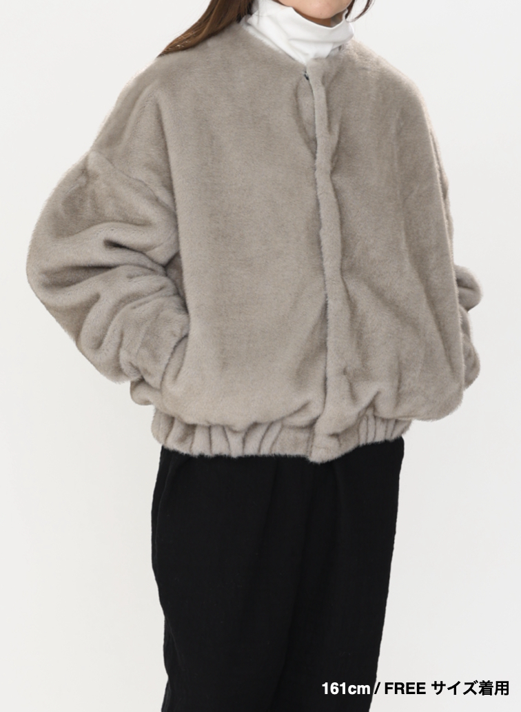 タックスリーブファーブルゾン / Tucked Sleeve Fur Blouson 詳細画像 Light Gray 11