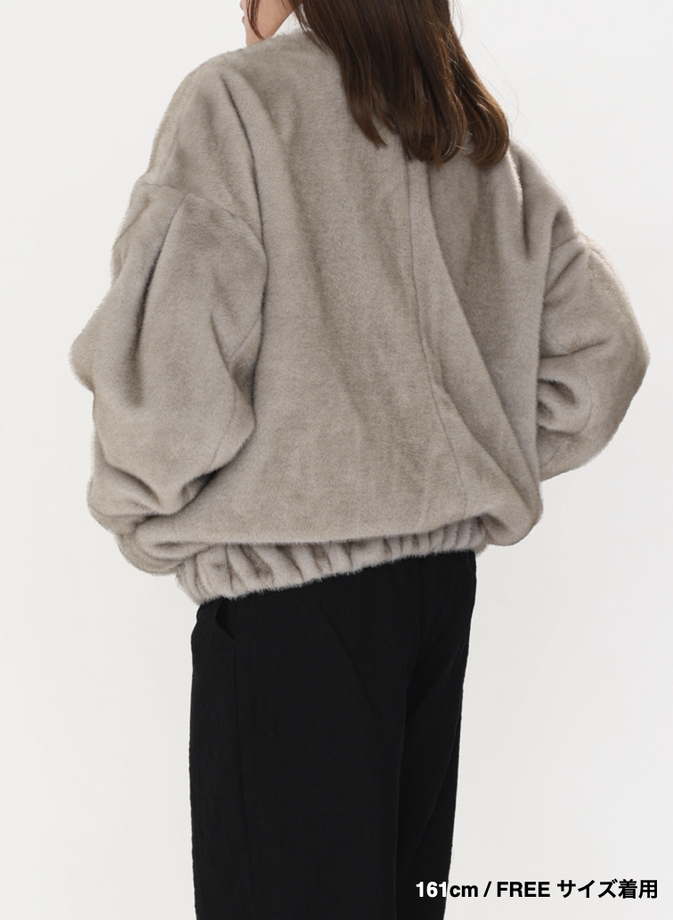 タックスリーブファーブルゾン / Tucked Sleeve Fur Blouson 詳細画像 Light Gray 12