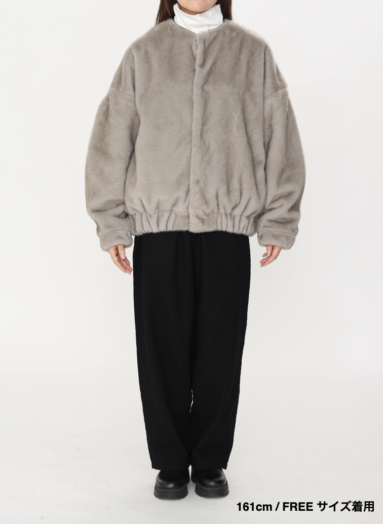 タックスリーブファーブルゾン / Tucked Sleeve Fur Blouson 詳細画像 Light Gray 8