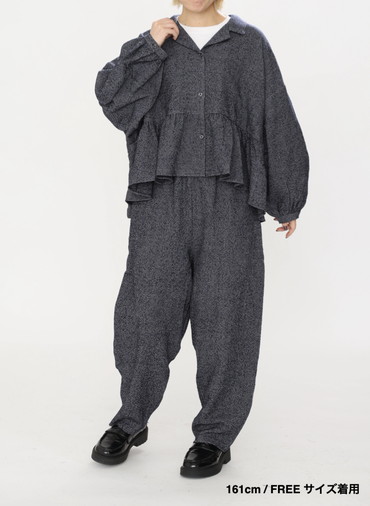 オープンカラーギャザーシャツ / Open Collar Gathered Shirt 詳細画像 Gray 13
