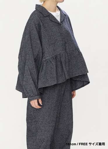 オープンカラーギャザーシャツ / Open Collar Gathered Shirt 詳細画像 Gray 14