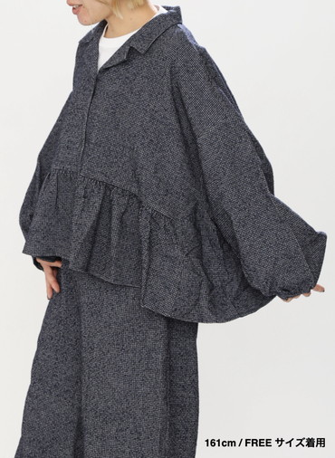 オープンカラーギャザーシャツ / Open Collar Gathered Shirt 詳細画像 Gray 15