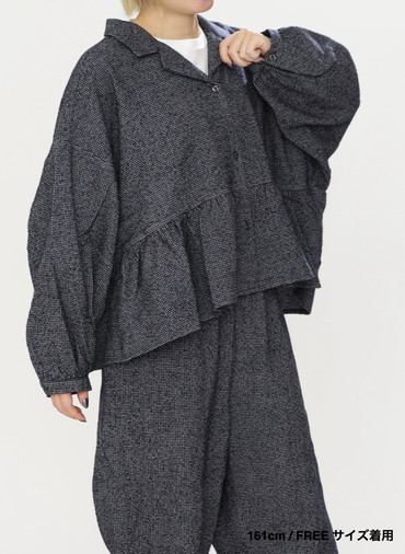 オープンカラーギャザーシャツ / Open Collar Gathered Shirt 詳細画像 Gray 16