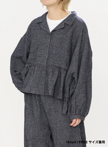 オープンカラーギャザーシャツ / Open Collar Gathered Shirt 詳細画像 Gray 17