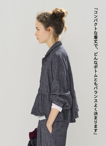 オープンカラーギャザーシャツ / Open Collar Gathered Shirt 詳細画像 Gray 2