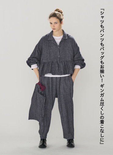オープンカラーギャザーシャツ / Open Collar Gathered Shirt 詳細画像 Gray 3