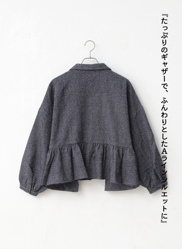 オープンカラーギャザーシャツ / Open Collar Gathered Shirt 詳細画像 Gray 7