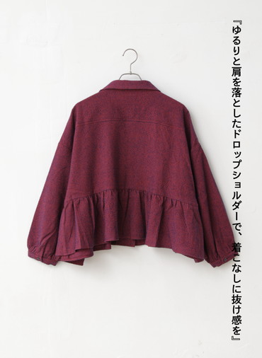 オープンカラーギャザーシャツ / Open Collar Gathered Shirt 詳細画像 Red 2
