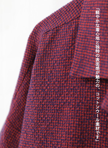 オープンカラーギャザーシャツ / Open Collar Gathered Shirt 詳細画像 Red 4