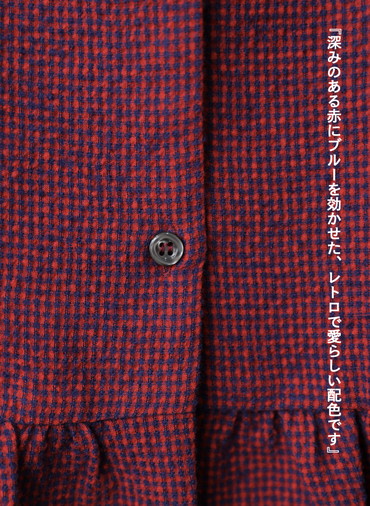 オープンカラーギャザーシャツ / Open Collar Gathered Shirt 詳細画像 Red 5