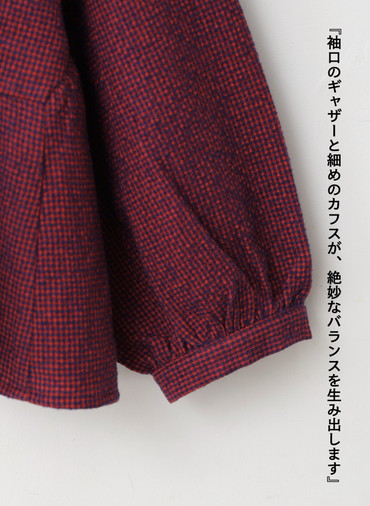 オープンカラーギャザーシャツ / Open Collar Gathered Shirt 詳細画像 Red 6