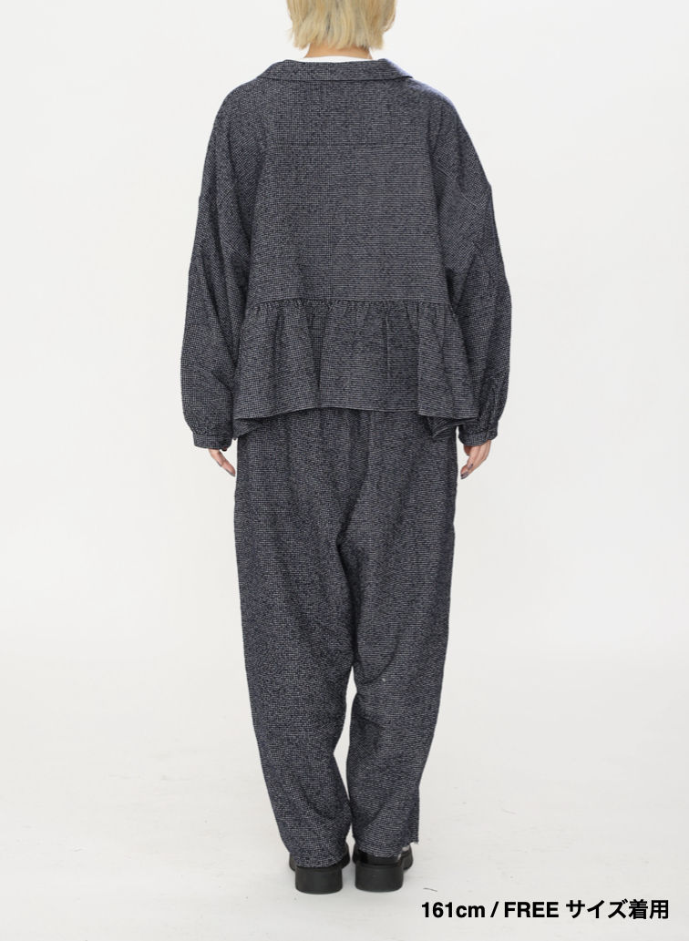 オープンカラーギャザーシャツ / Open Collar Gathered Shirt 詳細画像 Gray 12