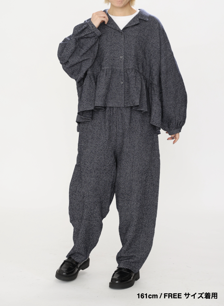 オープンカラーギャザーシャツ / Open Collar Gathered Shirt 詳細画像 Gray 13