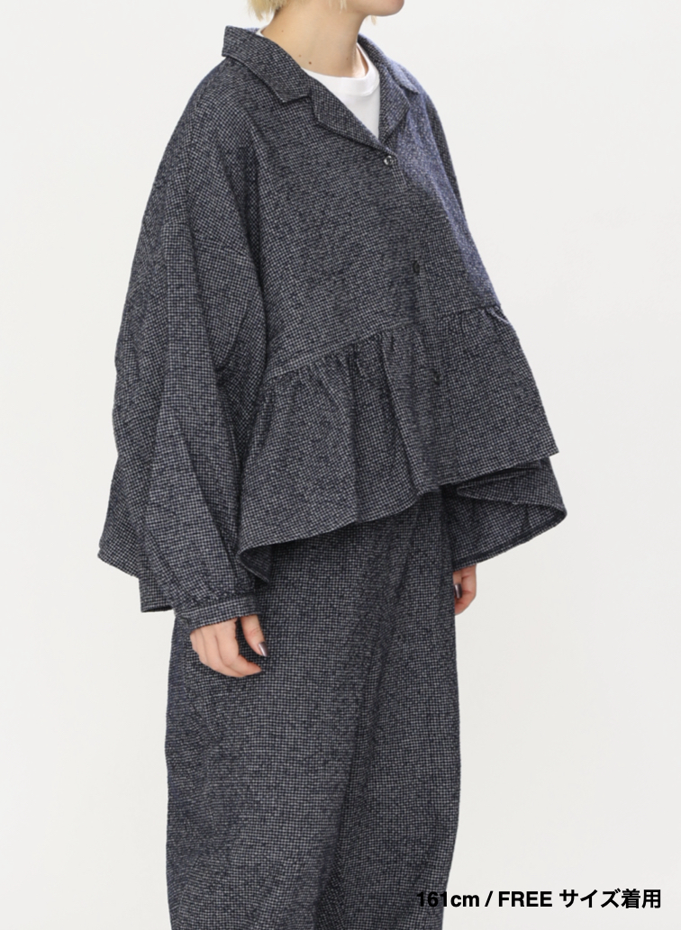 オープンカラーギャザーシャツ / Open Collar Gathered Shirt 詳細画像 Gray 14