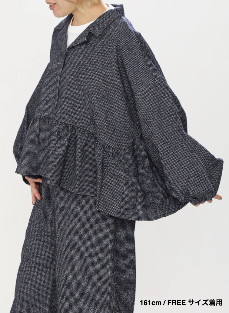 オープンカラーギャザーシャツ / Open Collar Gathered Shirt 詳細画像 Gray 15