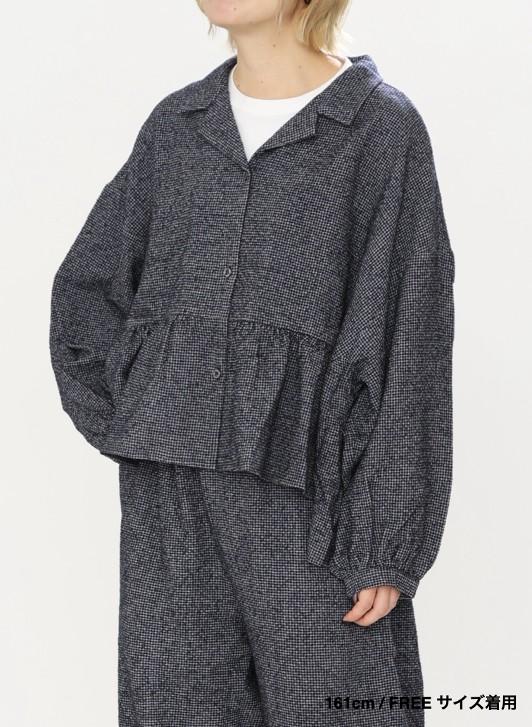 オープンカラーギャザーシャツ / Open Collar Gathered Shirt 詳細画像 Gray 17