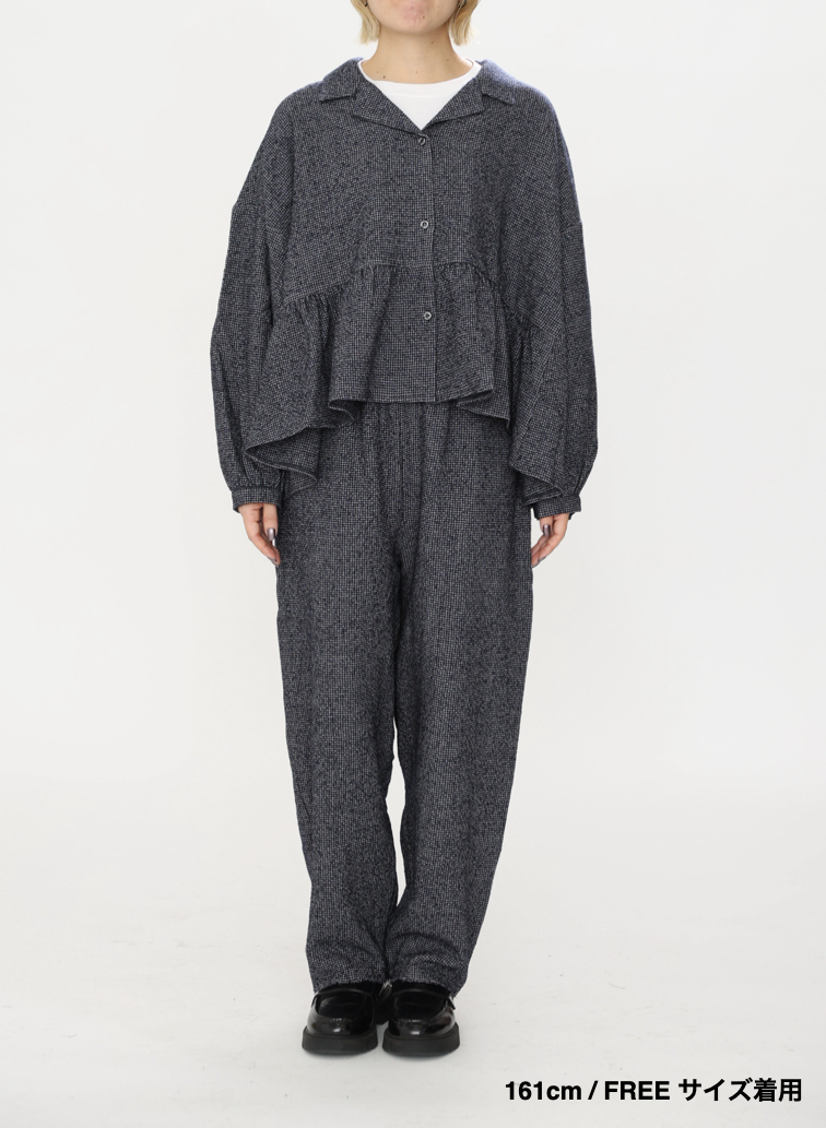 オープンカラーギャザーシャツ / Open Collar Gathered Shirt 詳細画像 Gray 18