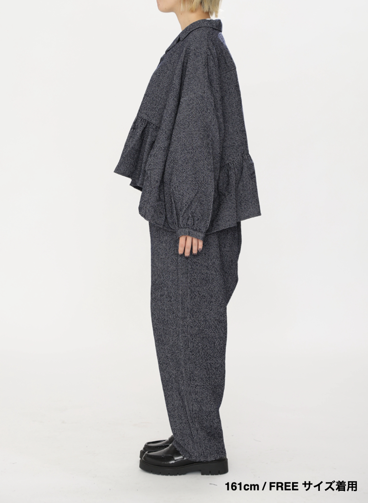 オープンカラーギャザーシャツ / Open Collar Gathered Shirt 詳細画像 Gray 19