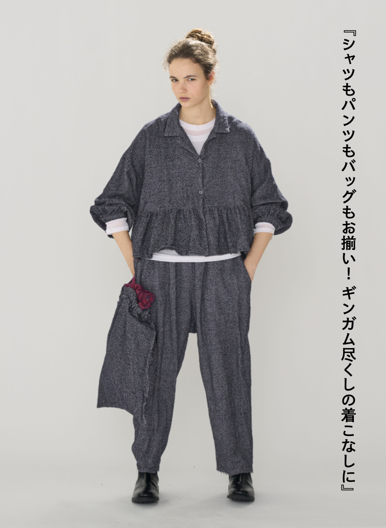 オープンカラーギャザーシャツ / Open Collar Gathered Shirt 詳細画像 Gray 3