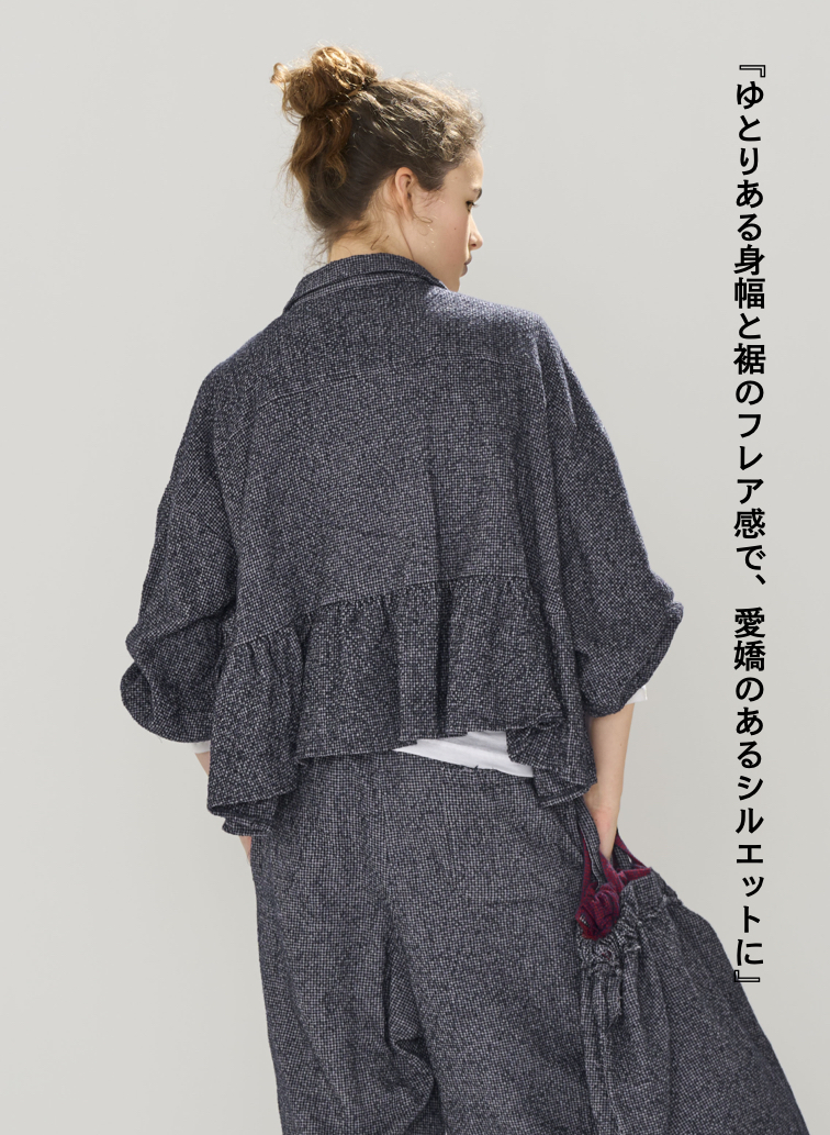 オープンカラーギャザーシャツ / Open Collar Gathered Shirt 詳細画像 Gray 5