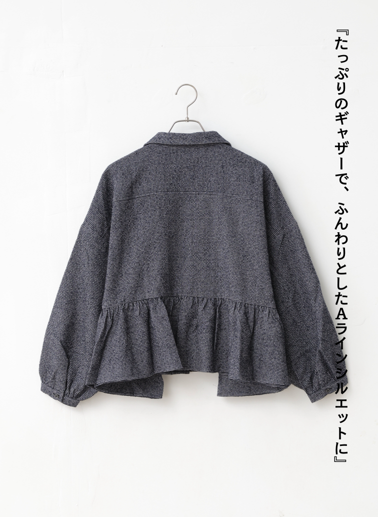 オープンカラーギャザーシャツ / Open Collar Gathered Shirt 詳細画像 Gray 7