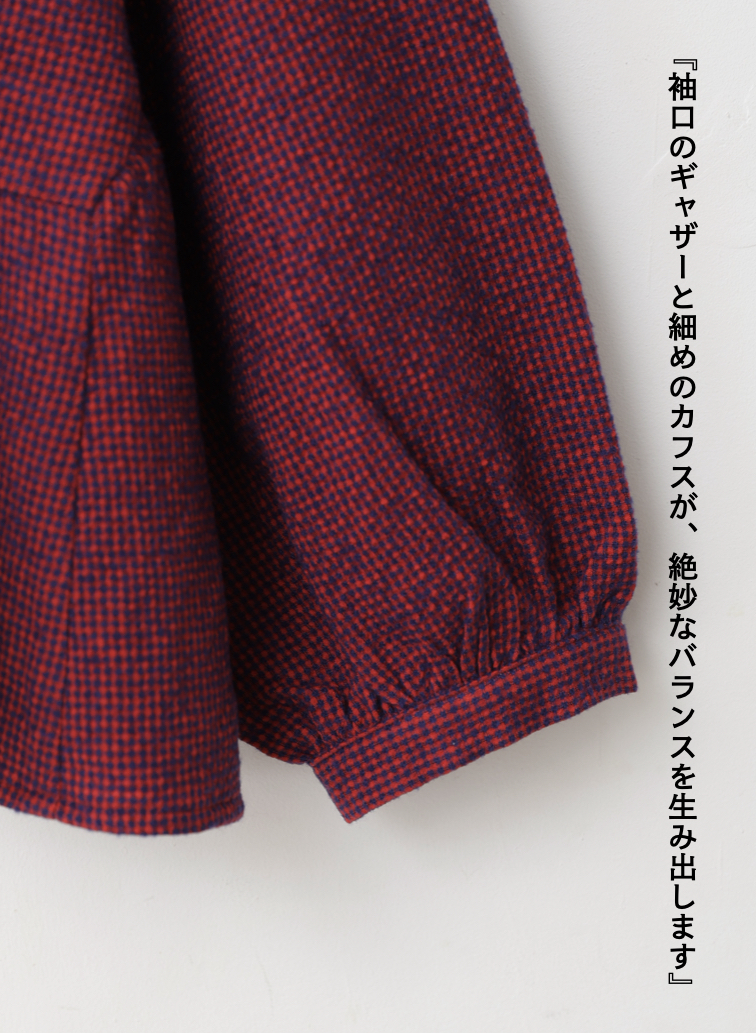 オープンカラーギャザーシャツ / Open Collar Gathered Shirt 詳細画像 Red 6