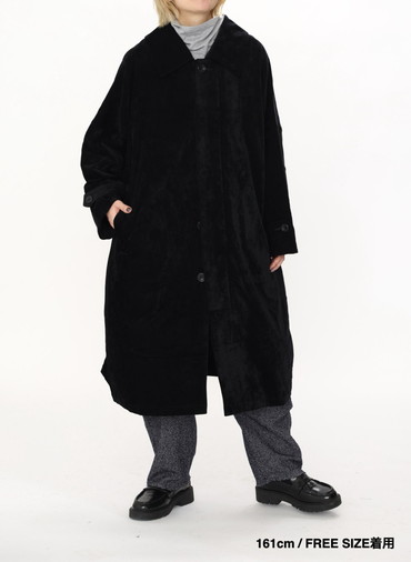 ベロアロングコート / Roun Collar Coat 詳細画像 Black 12