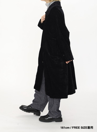 ベロアロングコート / Roun Collar Coat 詳細画像 Black 13
