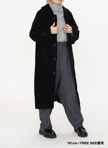 ベロアロングコート / Roun Collar Coat 詳細画像 Black 14