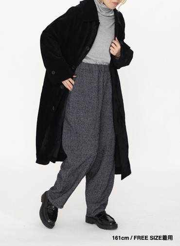 ベロアロングコート / Roun Collar Coat 詳細画像 Black 16