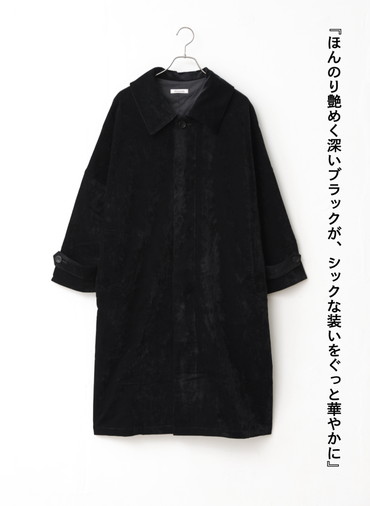 ベロアロングコート / Roun Collar Coat 詳細画像 Black 4