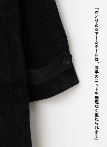 ベロアロングコート / Roun Collar Coat 詳細画像 Black 8
