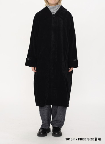 ベロアロングコート / Roun Collar Coat 詳細画像 Black 9