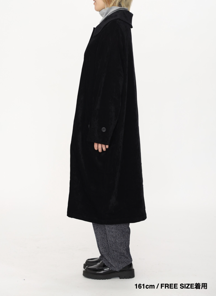 ベロアロングコート / Roun Collar Coat 詳細画像 Black 10
