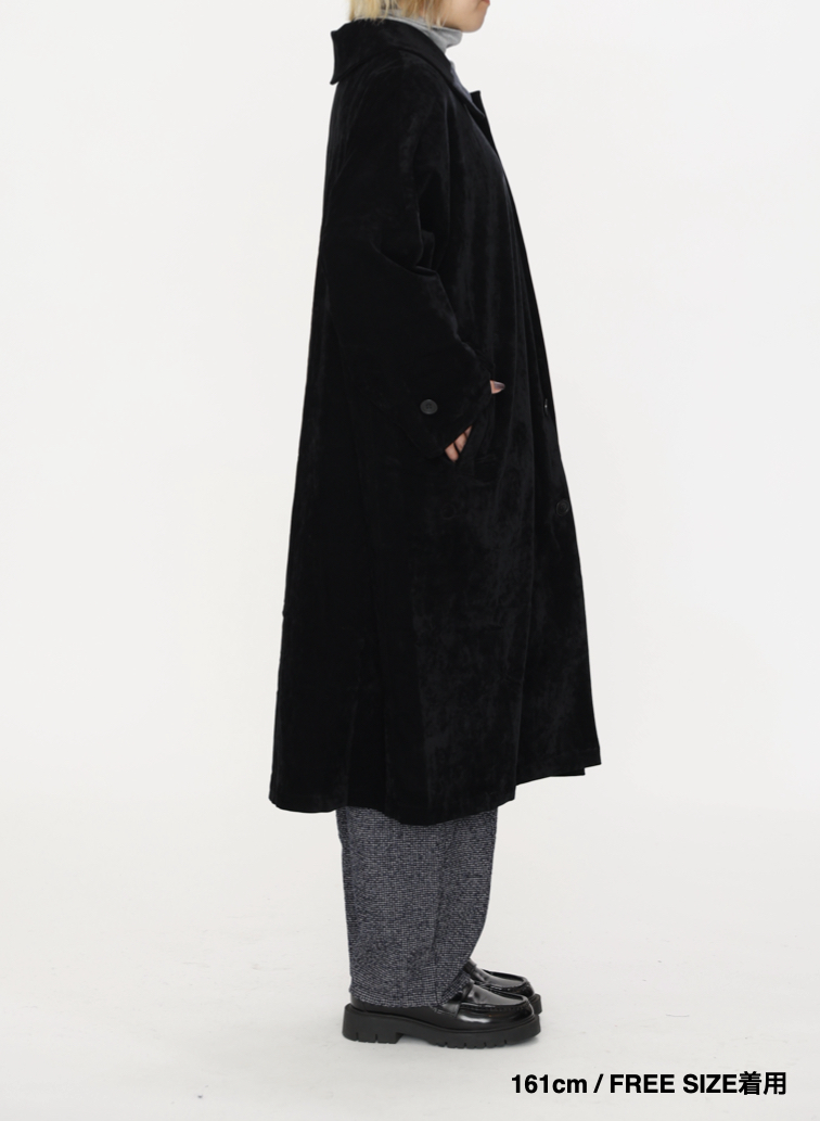 ベロアロングコート / Roun Collar Coat 詳細画像 Black 11