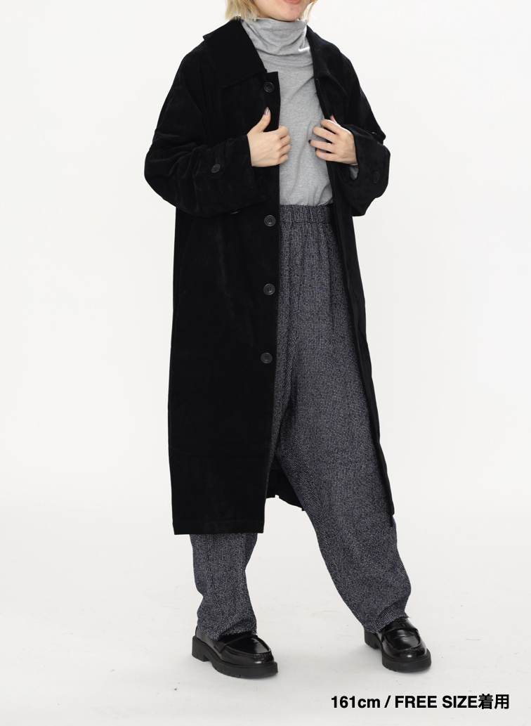ベロアロングコート / Roun Collar Coat 詳細画像 Black 14