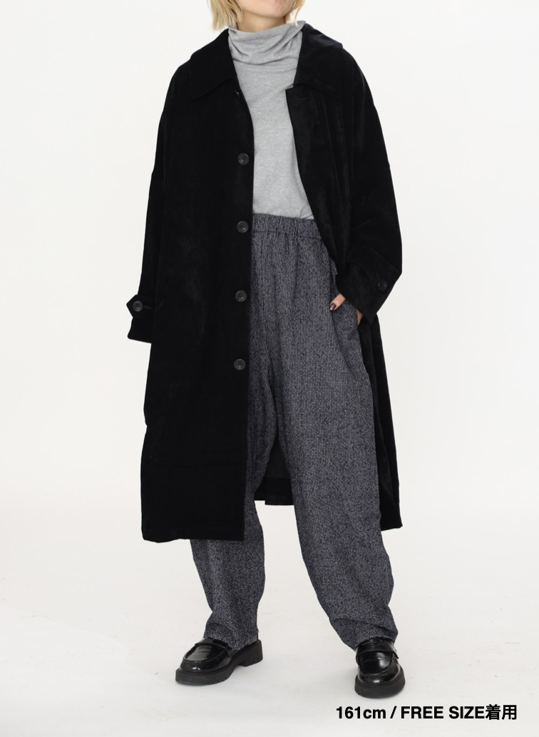 ベロアロングコート / Roun Collar Coat 詳細画像 Black 15
