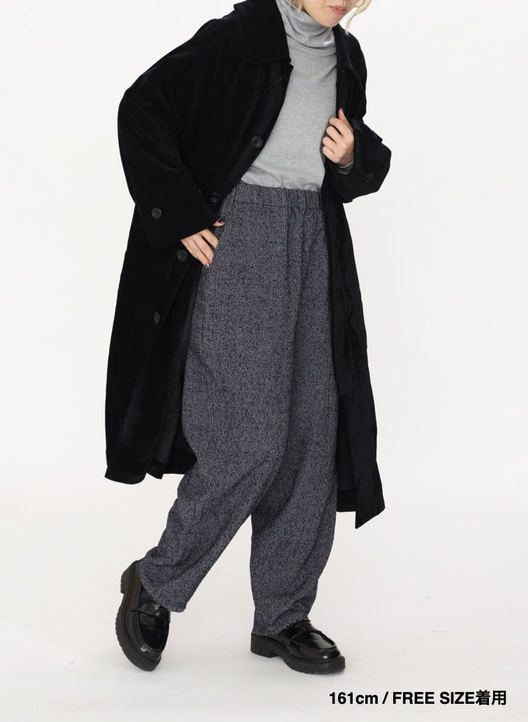 ベロアロングコート / Roun Collar Coat 詳細画像 Black 16