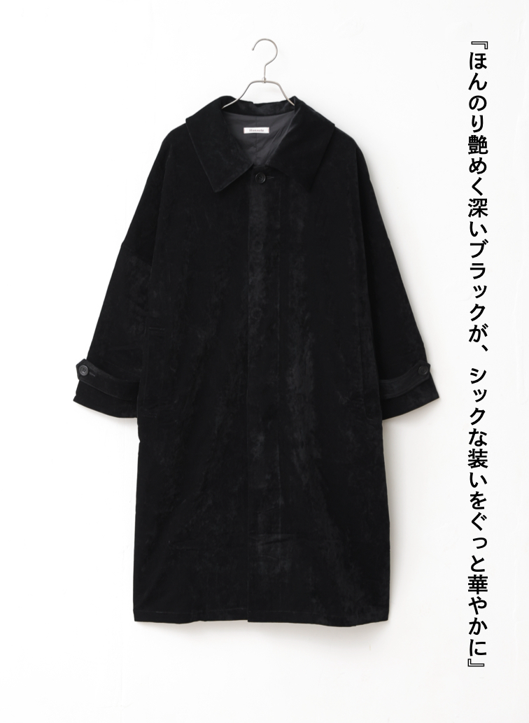 ベロアロングコート / Roun Collar Coat 詳細画像 Black 4