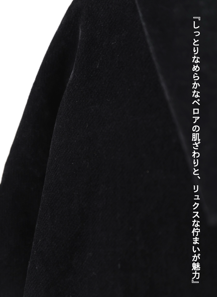 ベロアロングコート / Roun Collar Coat 詳細画像 Black 7