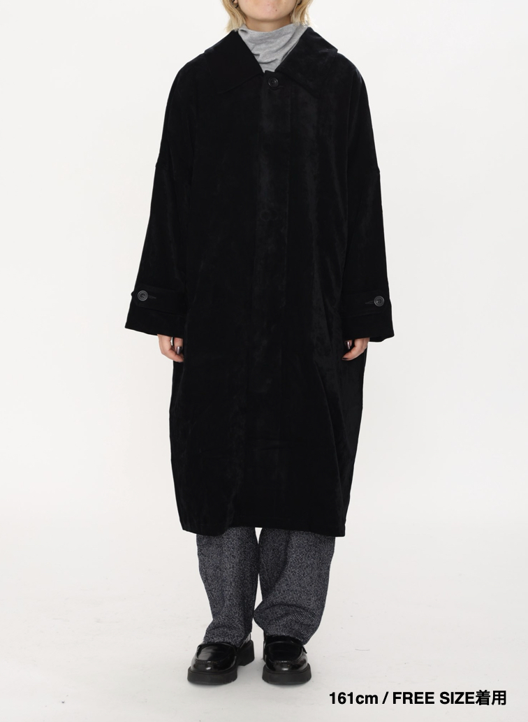 ベロアロングコート / Roun Collar Coat 詳細画像 Black 9